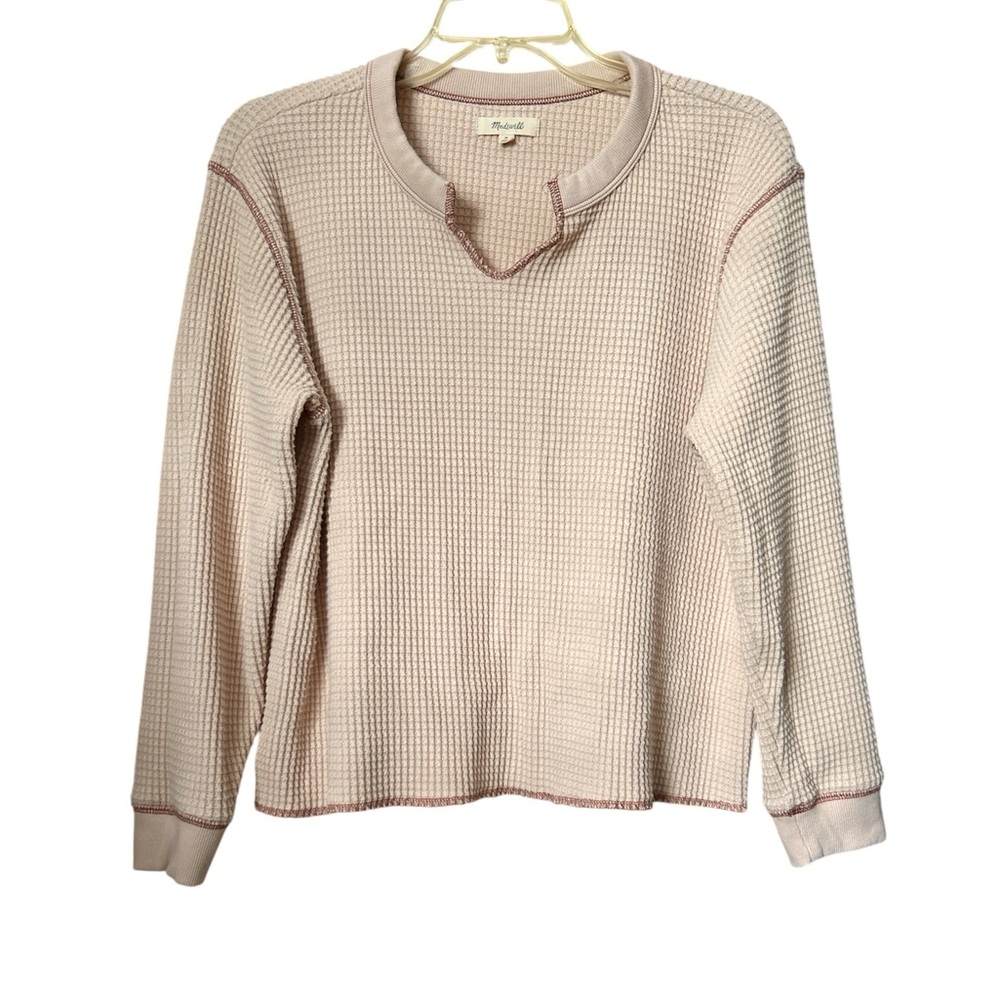 Madewell waffle split neck tee size M